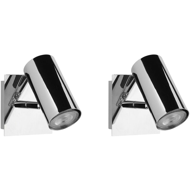 foto del prodotto beliani set di 2 appliques in metallo argentato orientabili faretti moderni rosetta