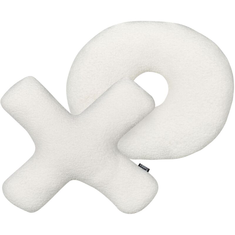foto del prodotto beliani set di 2 cuscini in tessuto decorazione tessile marrone chiaro a forma delle lettere xo hesperis