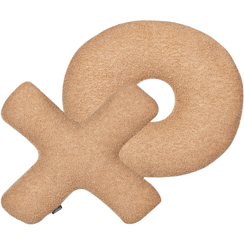 foto del prodotto beliani set di 2 cuscini in tessuto decorazione tessile marrone chiaro a forma delle lettere xo hesperis