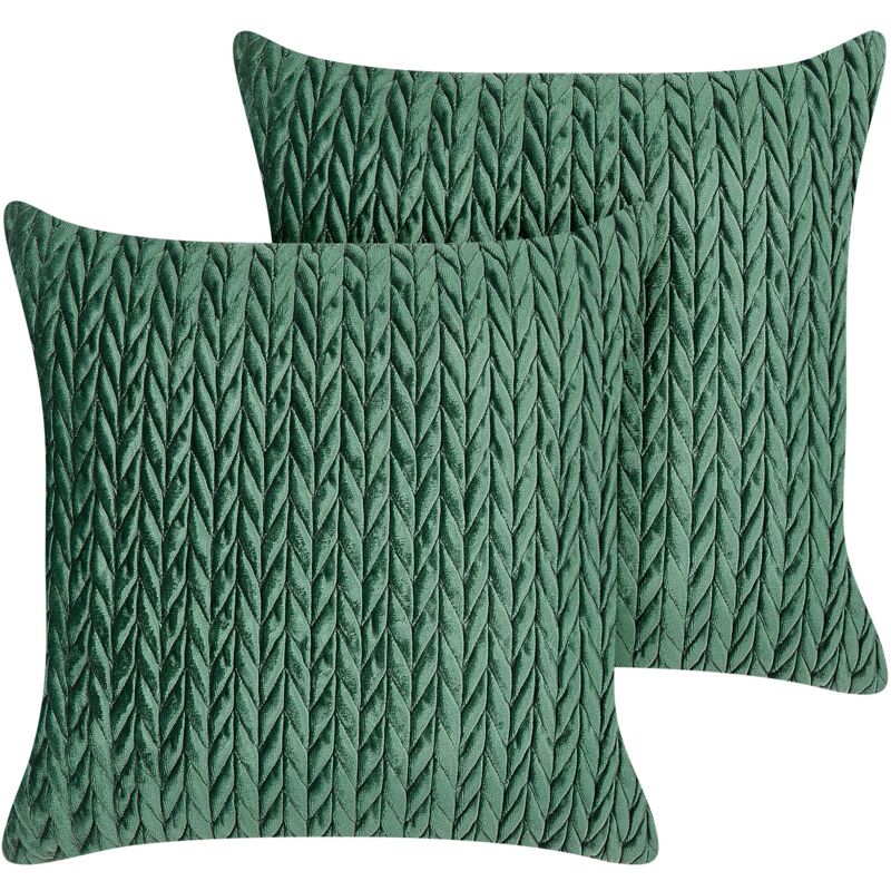foto del prodotto beliani set di 2 cuscini in tessuto di poliestere trapuntato verde 45 x 45 cm eclipta