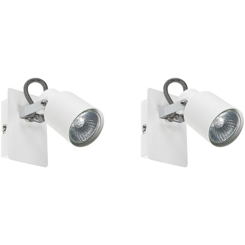 foto del prodotto beliani set di 2 lampade da parete faretti in metallo bianco bonte