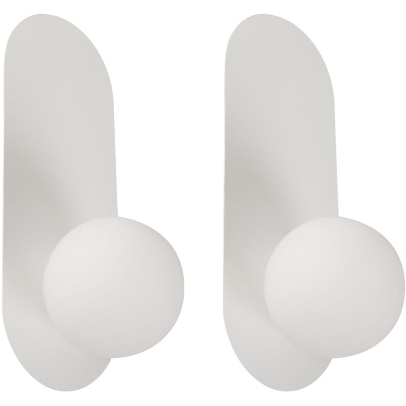 foto del prodotto beliani set di 2 lampade da parete ovali con paralumi a globo in vetro bianco leisi