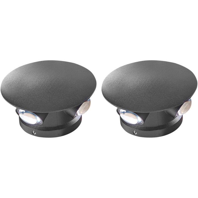 foto del prodotto beliani set di 2 lampade led da esterno in metallo di colore nero maurice