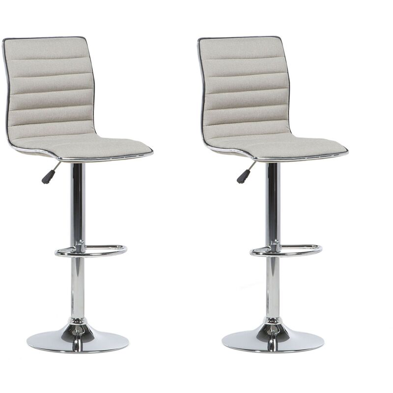 foto del prodotto beliani set di 2 sedie alte in tessuto beige telaio argentato altezza regolabile lucerne