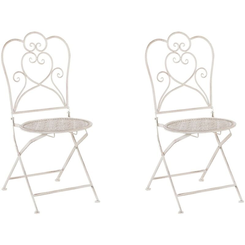 foto del prodotto beliani set di 2 sedie bistr da giardino in ferro beige stile shabby chic trieste