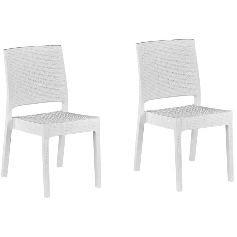 immagine 0 del prodotto beliani set di 2 sedie da giardino impilabili in rattan bianco fossano