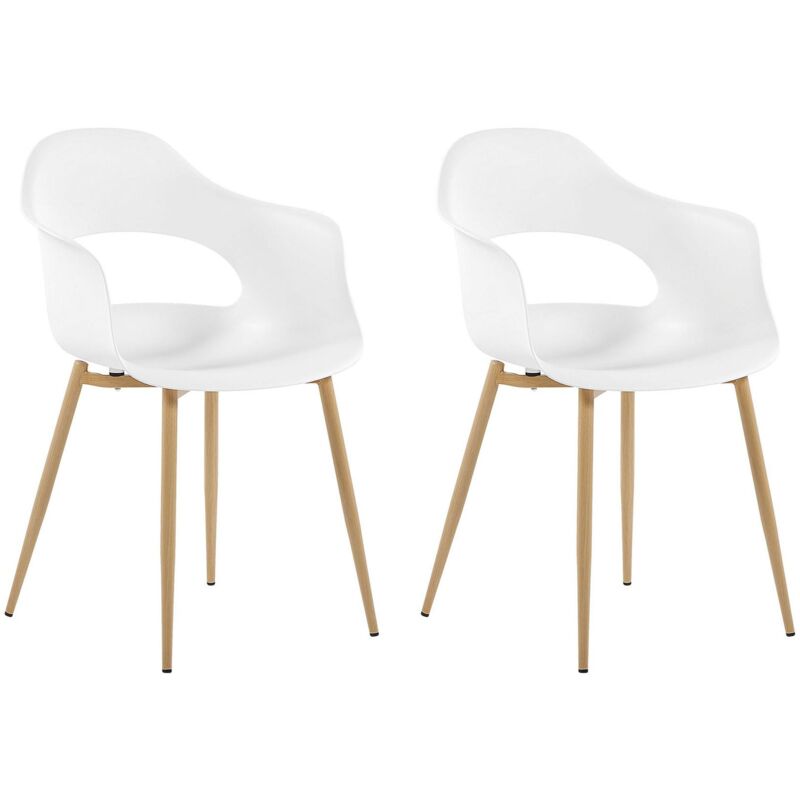foto del prodotto beliani set di 2 sedie da pranzo con eleganti gambe in materiale sintetico bianco utica