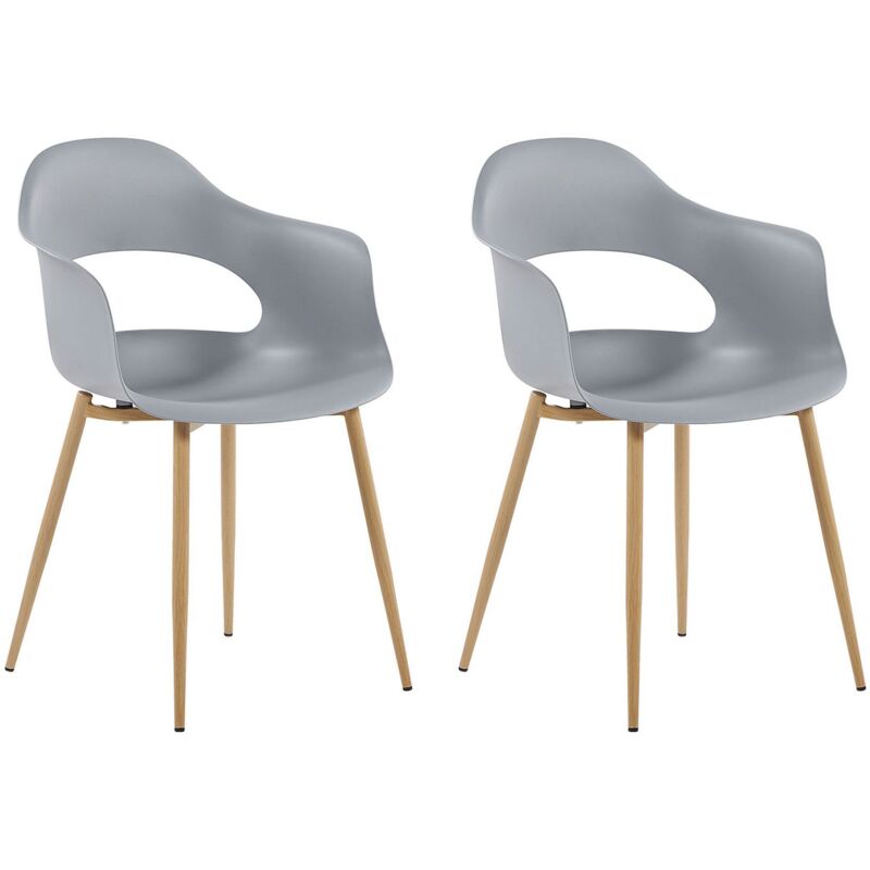 immagine 0 del prodotto beliani set di 2 sedie da pranzo con eleganti gambe in materiale sintetico grigio utica