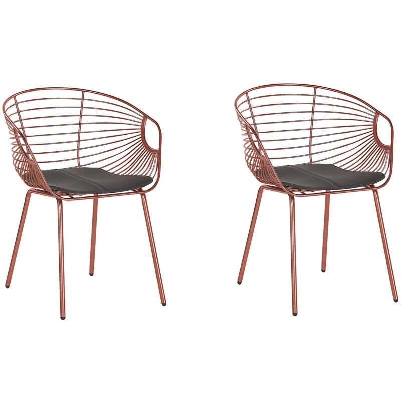 foto del prodotto beliani set di 2 sedie da pranzo design in metallo color rosso metallizzato cuscino ecopelle hoback