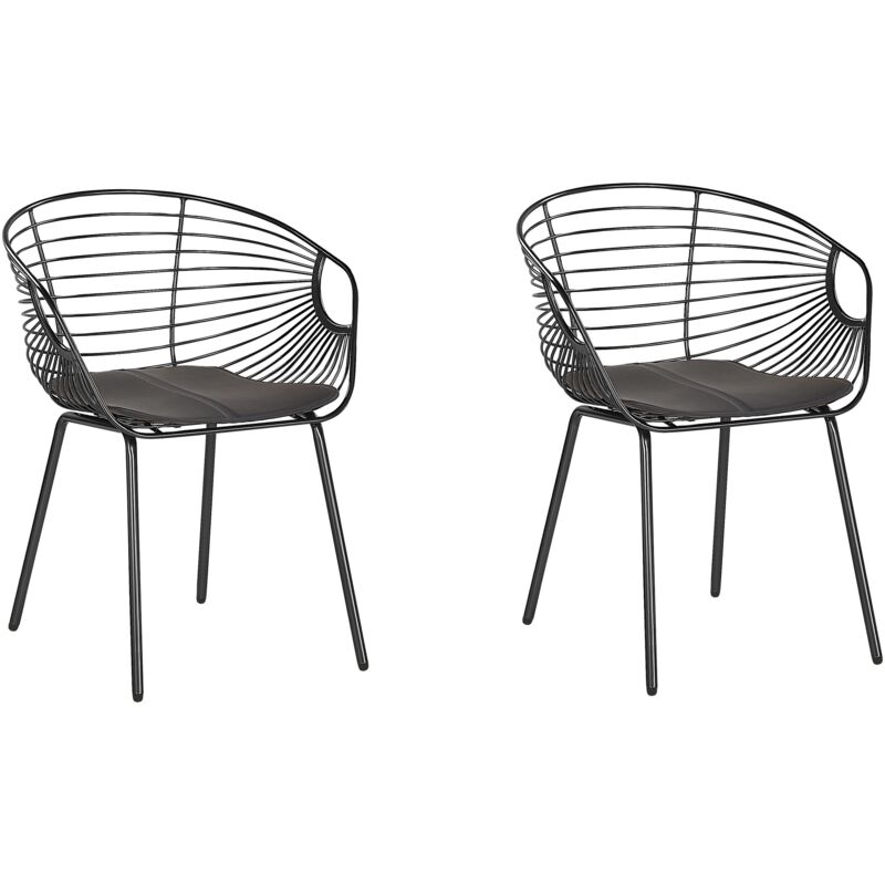 foto del prodotto beliani set di 2 sedie da pranzo design in metallo nero cuscino ecopelle hoback