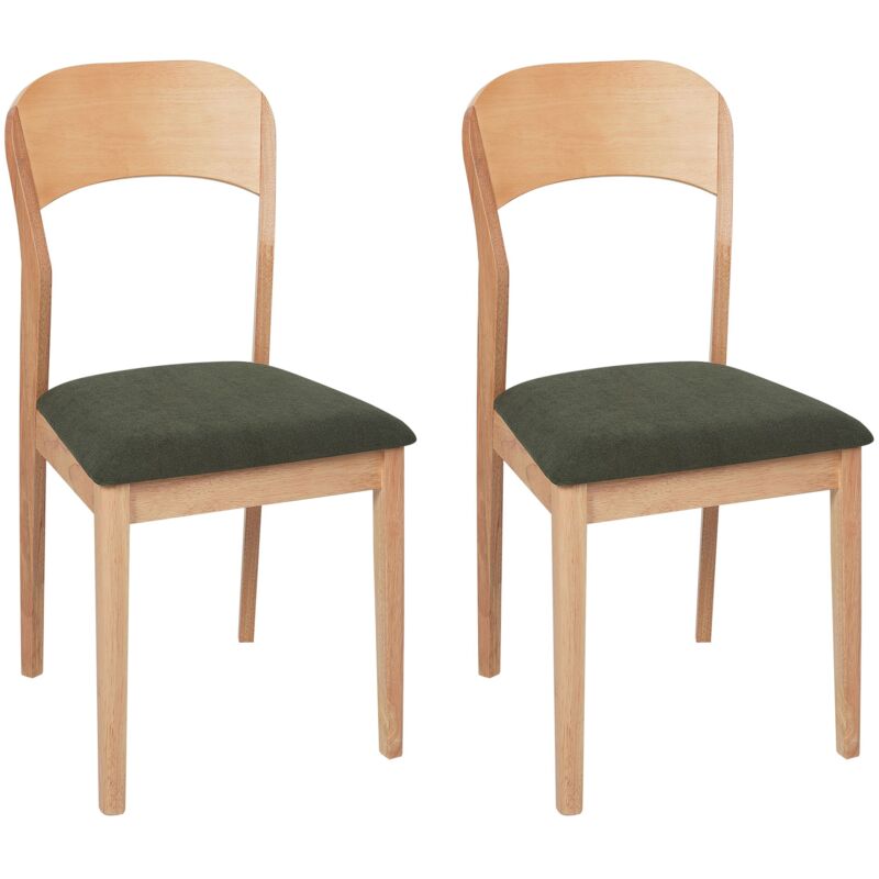 foto del prodotto beliani set di 2 sedie da pranzo imbottite in stile tradizionale in legno chiaro e verde scuro alvin