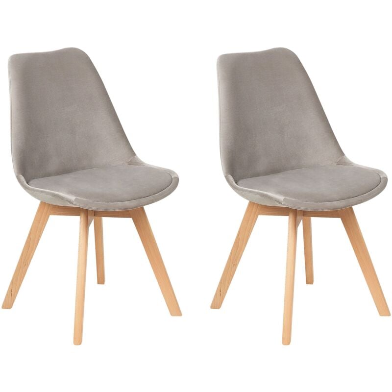 foto del prodotto beliani set di 2 sedie da pranzo in velluto color taupe con gambe di legno dakota