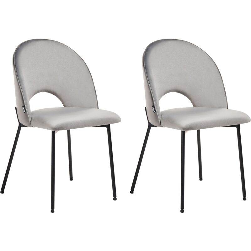 foto del prodotto beliani set di 2 sedie da pranzo in velluto grigio con gambe nere stile retro covelo