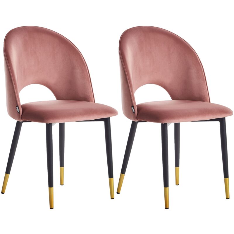 foto del prodotto beliani set di 2 sedie da pranzo in velluto rosa con gambe nere magalia