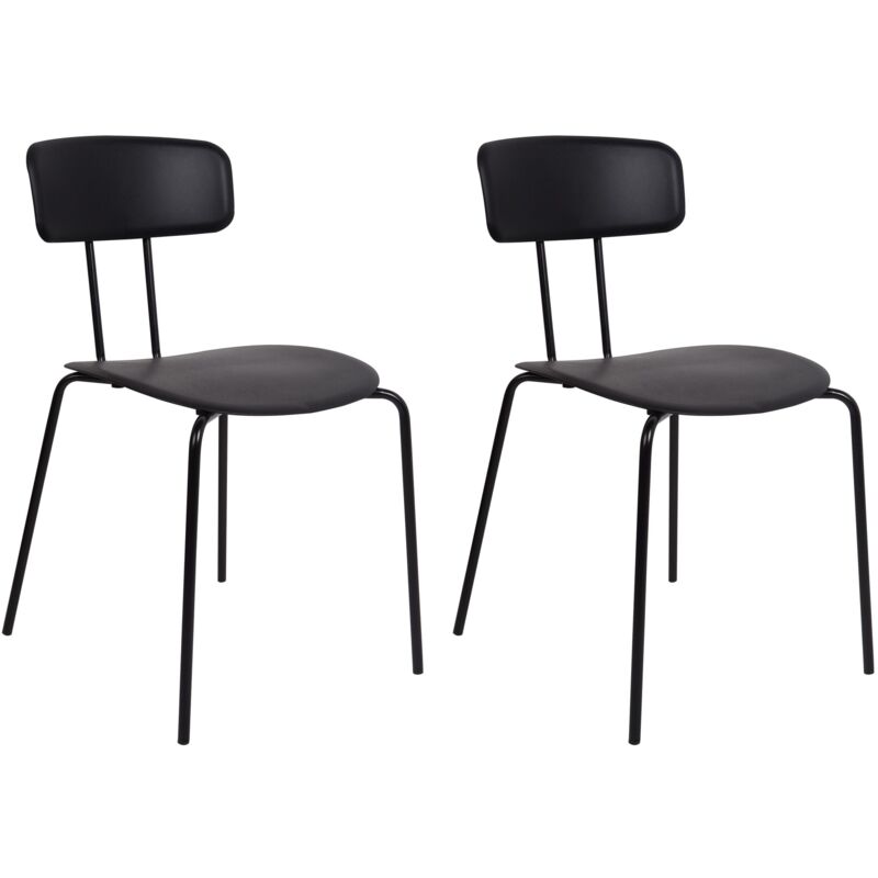 foto del prodotto beliani set di 2 sedie da pranzo nero design senza braccioli seduta in plastica gambe in metallo nero sibley