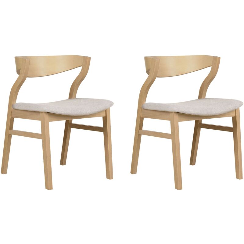 foto del prodotto beliani set di 2 sedie da pranzo retr imbottite legno chiaro e beige maroa