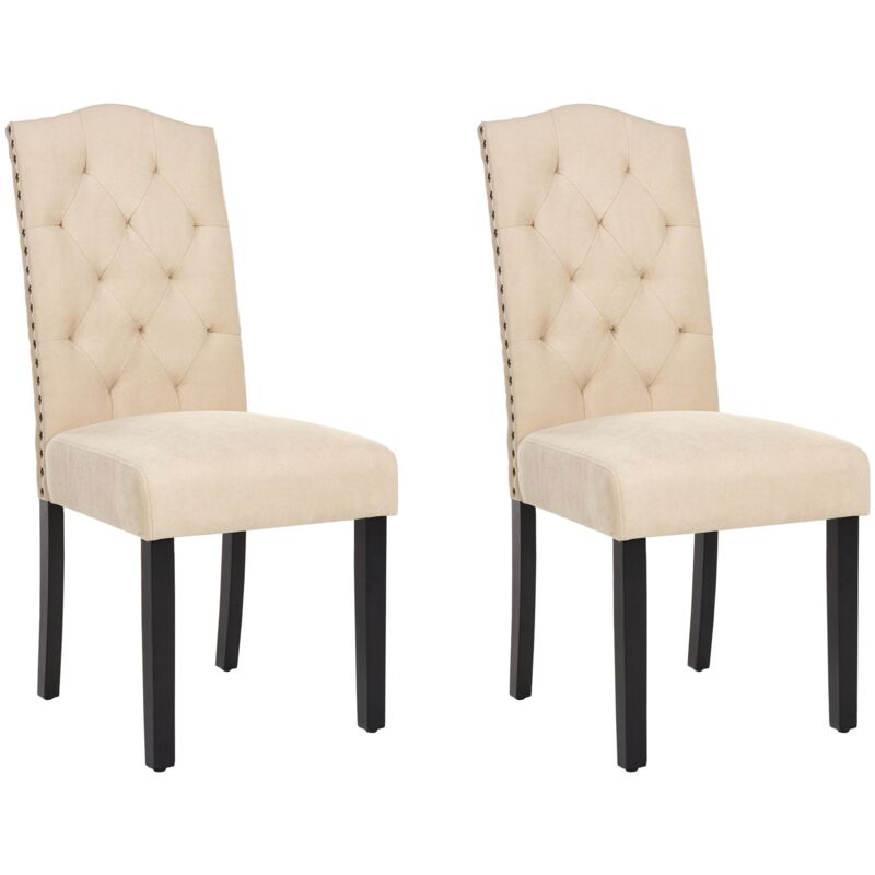 foto del prodotto beliani set di 2 sedie da pranzo tessuto vellutato beige gambe in legno nero shirley