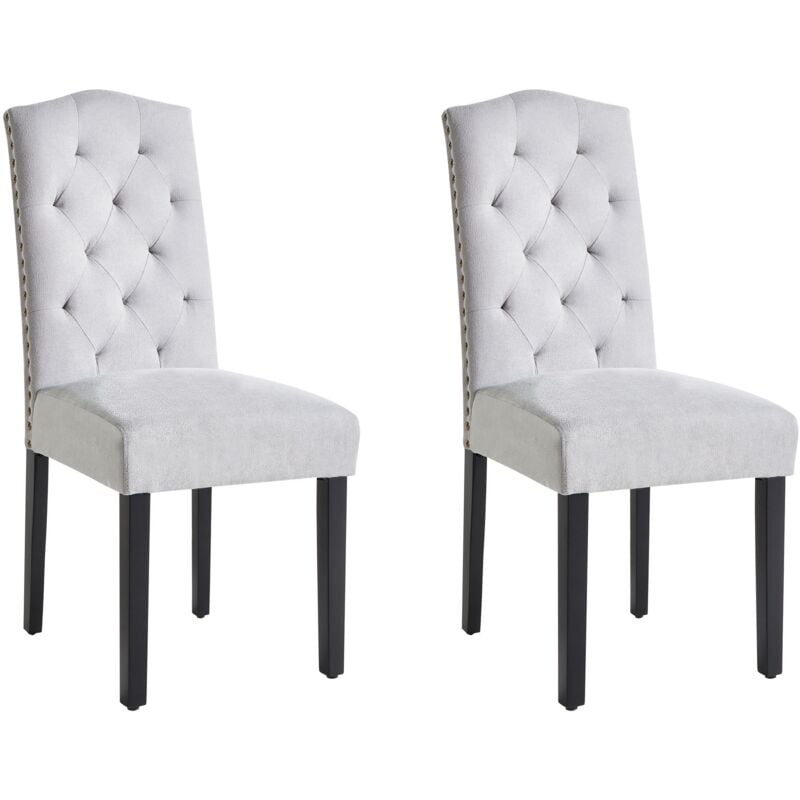 foto del prodotto beliani set di 2 sedie da pranzo tessuto vellutato grigio gambe in legno nero shirley