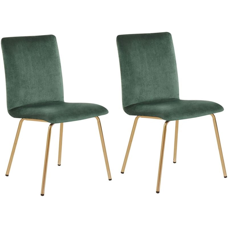 foto del prodotto beliani set di 2 sedie da pranzo velluto verde gambe in metallo dorato senza braccioli retro glam rubio