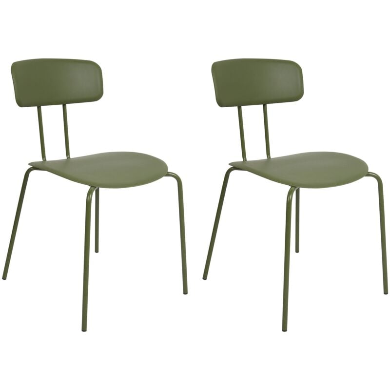 foto del prodotto beliani set di 2 sedie da pranzo verde seduta in plastica gambe in metallo nero sibley