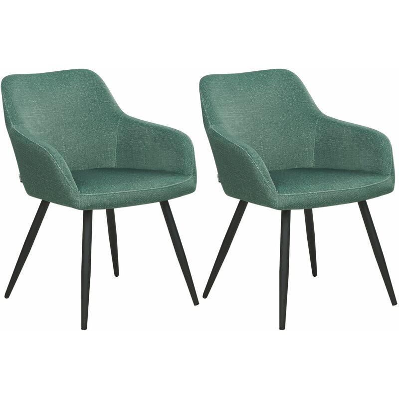 foto del prodotto beliani set di 2 sedie imbottite in velluto verde con gambe in metallo casmalia