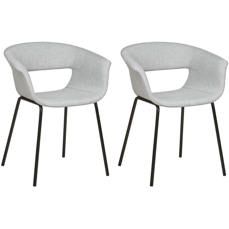 foto del prodotto beliani set di 2 sedie moderne sedute imbottite gambe in metallo per sala da pranzo cucina grigio abilene