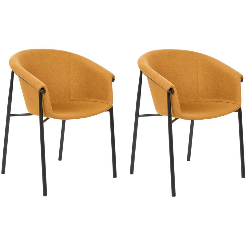 foto del prodotto beliani set di 2 sedie rivestimento in tessuto design moderno sala da pranzo arancione ames