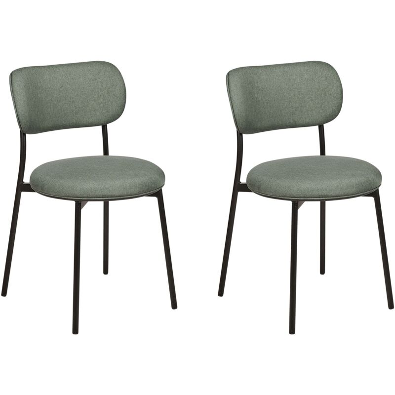 foto del prodotto beliani set di 2 sedie senza braccioli sedute imbottite gambe in metallo per sala da pranzo cucina verde casey