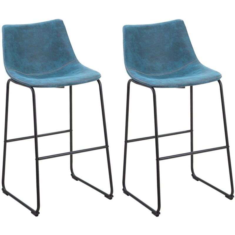 foto del prodotto beliani set di 2 sgabelli alti rivestimento tessuto blu gambe in metallo nerofranks