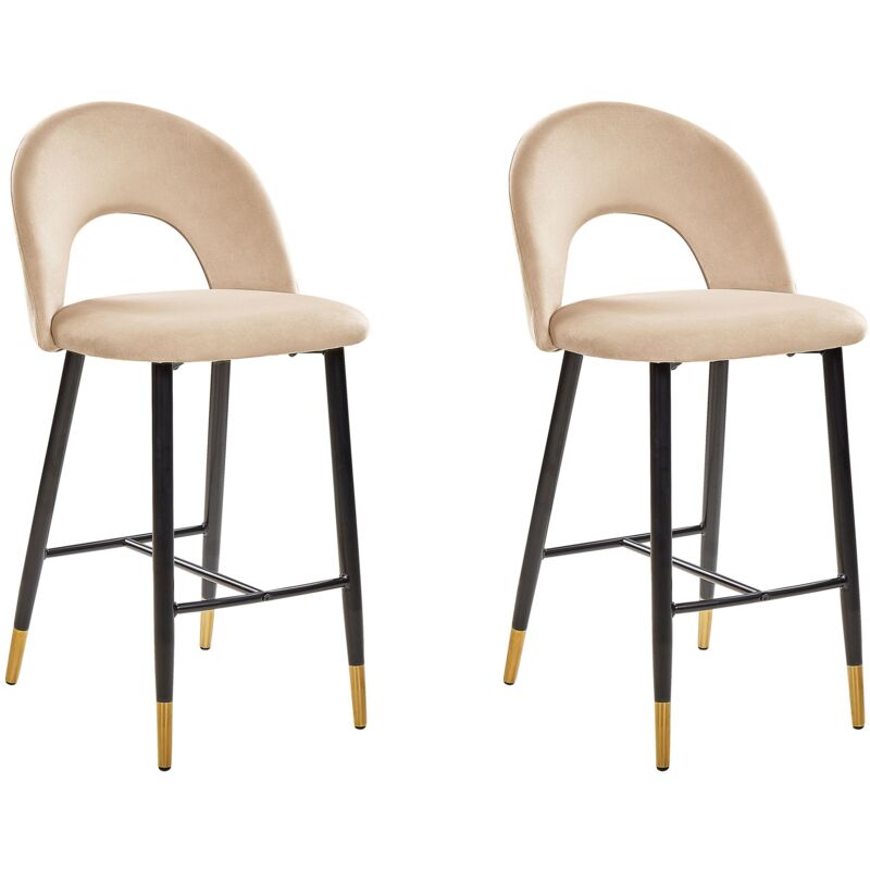 foto del prodotto beliani set di 2 sgabelli da bar retr glamour in velluto beige falton