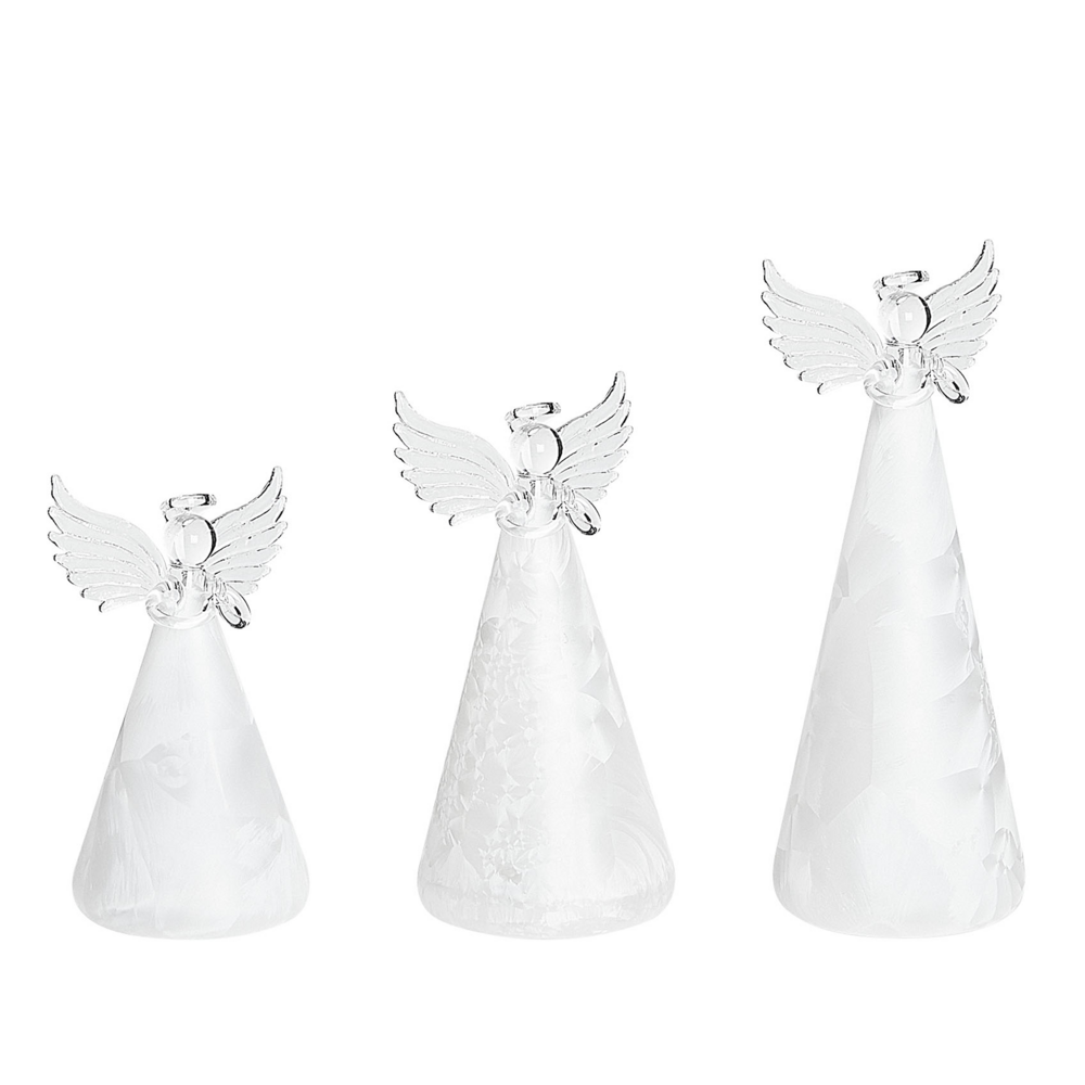 foto del prodotto beliani set di 3 figure di angeli decorativi bianchi con illuminazione a led kittila