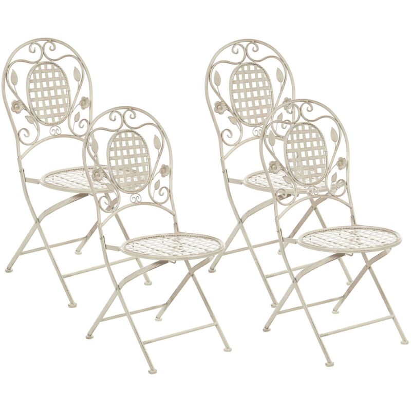 foto del prodotto beliani set di 4 sedie da giardino bistro pieghevoli in metallo bianco sporco bivio