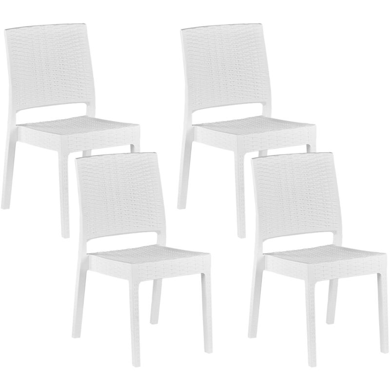 foto del prodotto beliani set di 4 sedie da giardino impilabili in rattan bianco fossano