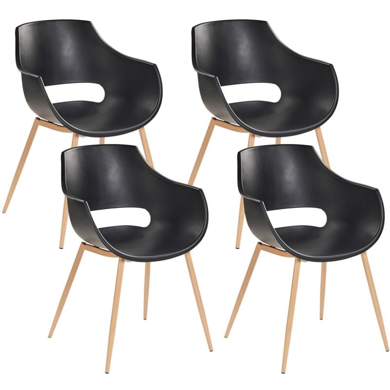 foto del prodotto beliani set di 4 sedie da pranzo moderne minimaliste con seduta in plastica nero millers