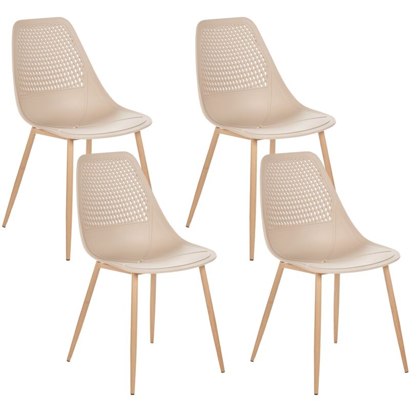 foto del prodotto beliani set di 4 sedie da pranzo moderne minimaliste senza braccioli con seduta in plastica beige hazelton