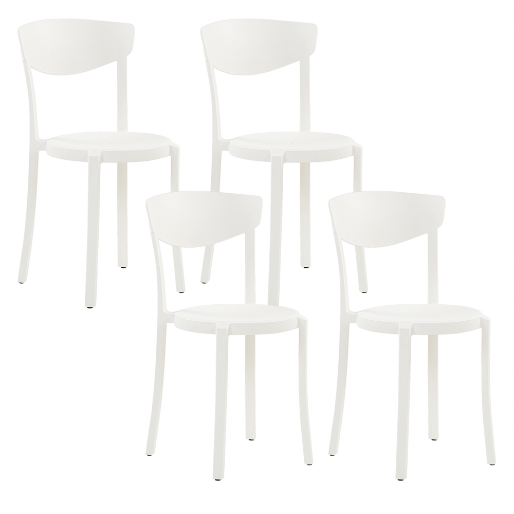 foto del prodotto beliani set di 4 sedie moderne da esterno e interno in plastica bianco vieste