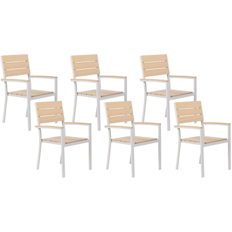 foto del prodotto beliani set di 6 sedie da giardino beige e alluminio arredo da esterno como