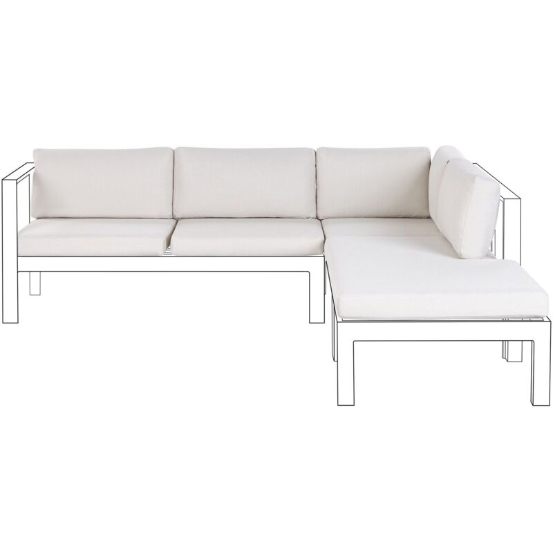 foto del prodotto beliani set di copricuscini da giardino per divano angolare idrorepellente uv bianco sporco messina