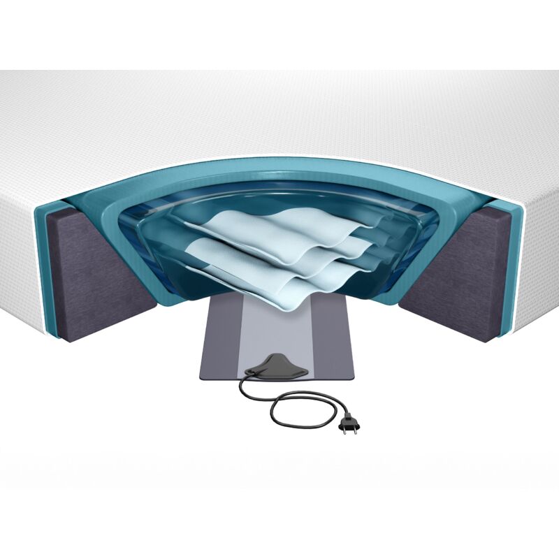 foto del prodotto beliani set letto ad acqua con materasso 140 x 200 cm 2 scaldaletto coprimaterasso e struttura in schiuma solers