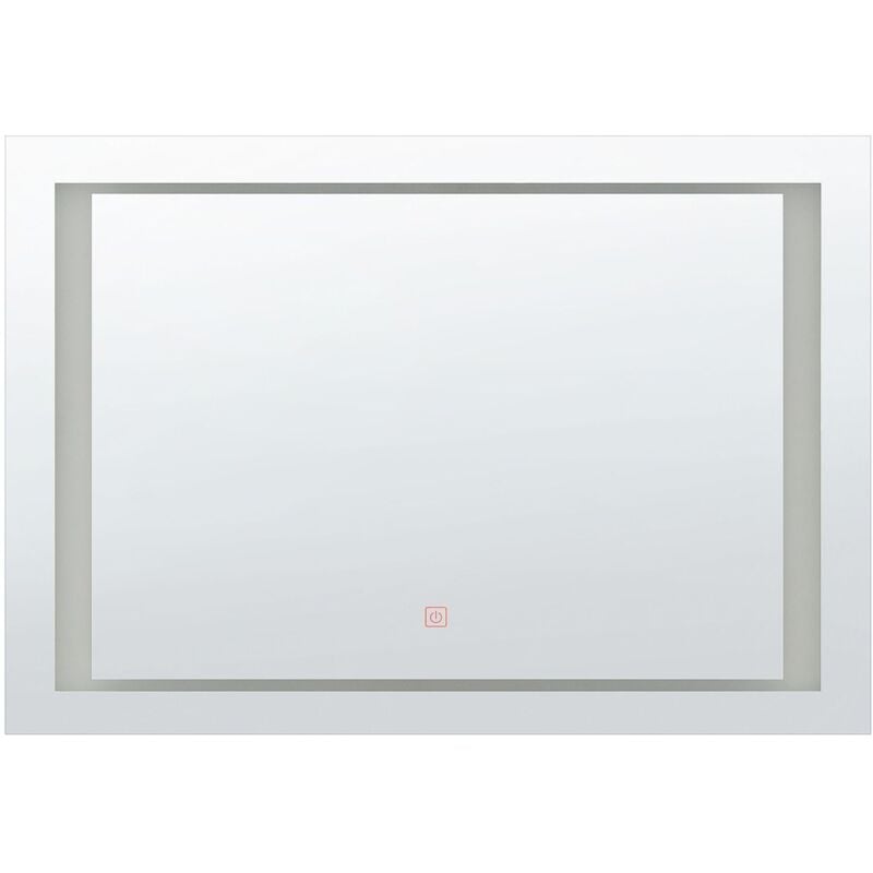 foto del prodotto beliani - specchio da bagno moderno rettangolare con luci led 60 x 80 cm argento eyre