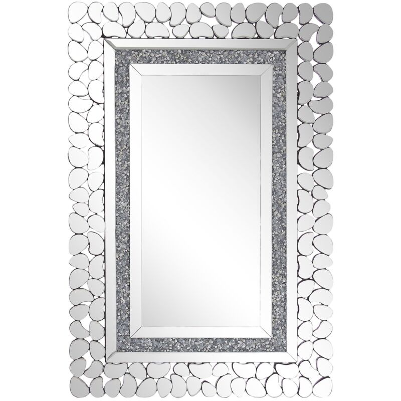 foto del prodotto beliani specchio da parete argentato rettangolare accessorio moderno 60x90 cm pabu
