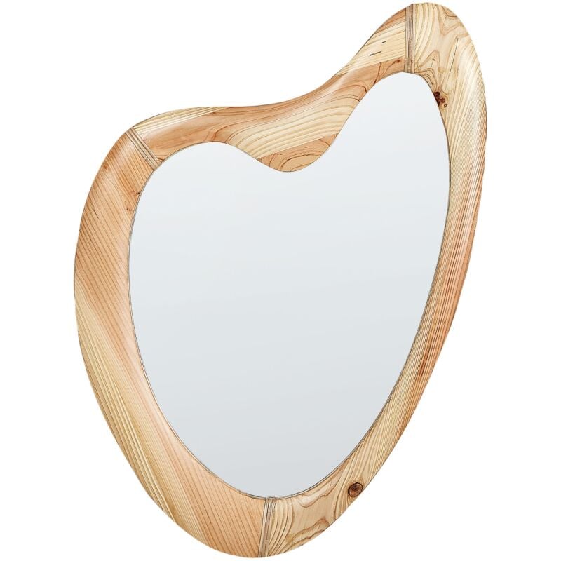 foto del prodotto beliani specchio da parete con cornice in legno pezzo decorativo da parete 77 x 90 cm legno chiaro neure