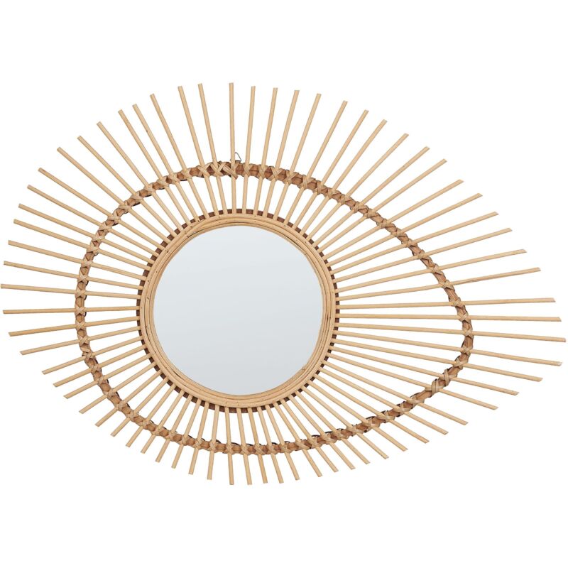 foto del prodotto beliani specchio da parete decorativo cornice in legno di bamb 63 x 35 cm bario