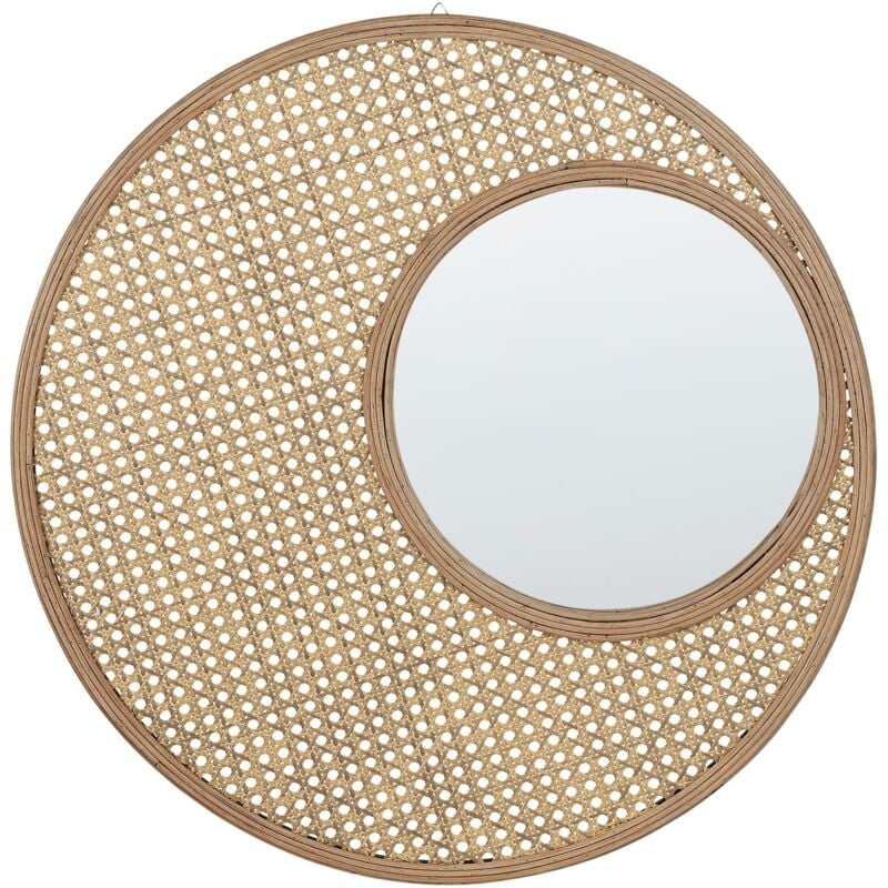 foto del prodotto beliani specchio da parete decorativo telaio in bamb e rattan sintetico 60 cm palau