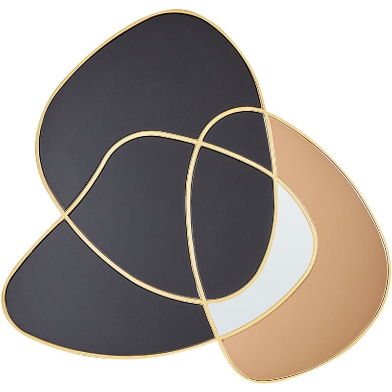 foto del prodotto beliani specchio da parete di forma irregolare in stile art d co con cornice dorata e vetro colorato, nero e oro tailly