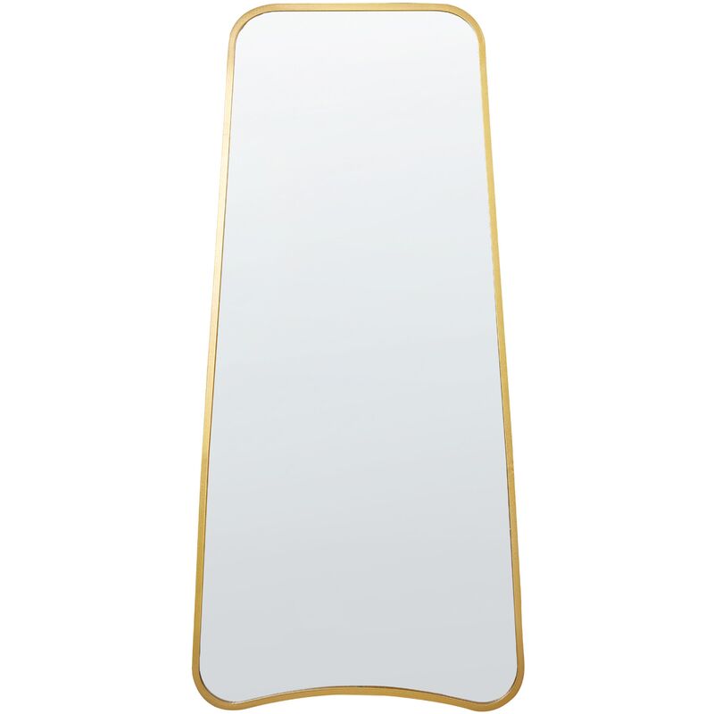 foto del prodotto beliani specchio da parete moderno con cornice in ferro di forma irregolare per il soggiorno 58 x 122 cm gold levet