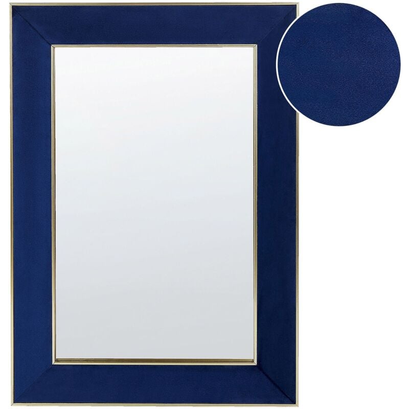 foto del prodotto beliani specchio da parete velluto blu marino e oro 50 x 70 cm glamour lautrec
