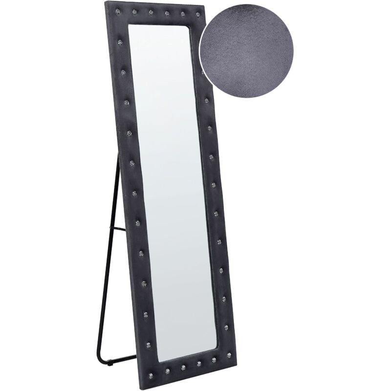 foto del prodotto beliani specchio da terra velluto grigio scuro 50 x 150 cm glamour ansouis