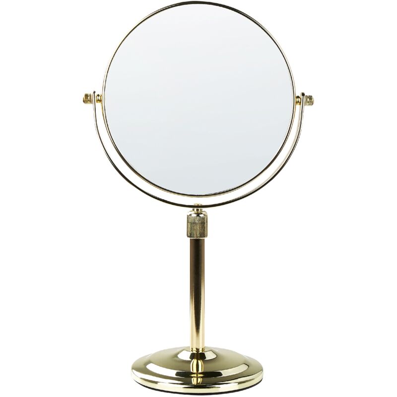 foto del prodotto beliani specchio da trucco con ingrandimento oro 20 cm averyon