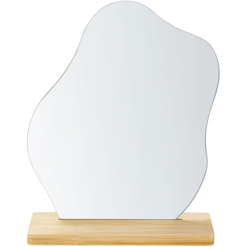 foto del prodotto beliani specchio decorativo bordi irregolari con supporto in bamb 22 x 19 cm lozere